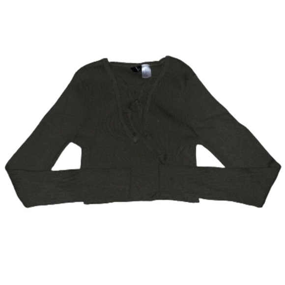 GREEN V NECK LONG SLEEVE - Picture 1 of 1